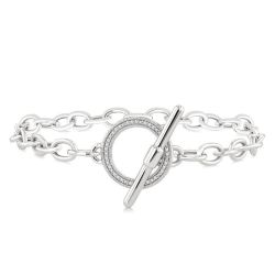 Silver Circle Toggle Diamond Fashion Bracelet
