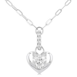 Aurora Poppy Heart Shape Paperclip Diamond Fashion Pendant