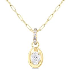 Couture Saffron Oval Shape Paperclip Diamond Fashion Pendant