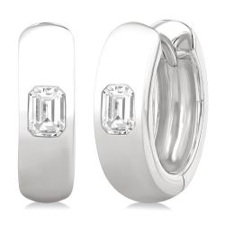 RaThTh 14K White Gold Diamond Bezel Earrings