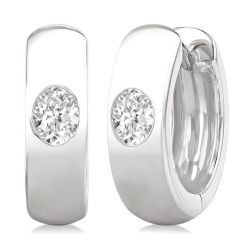 VerCaEl 14K White Gold Diamond Bezel Earrings