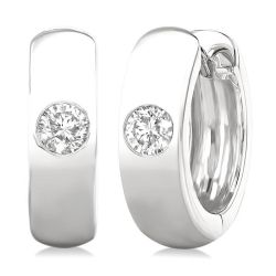 CelAeAr 14K White Gold Diamond Bezel Earrings
