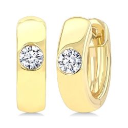 PhoPhoLux 14K White Gold Diamond Bezel Earrings