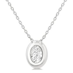 Vesper Perseus Oval Shape Bezel Set Diamond Pendant