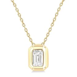 Aria Clover Emerald Shape Bezel Set Diamond Pendant