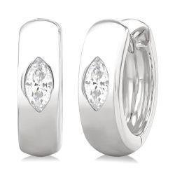 ValLoAr 14K White Gold Diamond Bezel Earrings