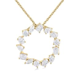 Sundew Jasper Mixed Shape Circle Diamond Fashion Pendant