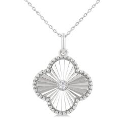 Willow Laurel Clover Fluted Medallion Diamond Fashion Pendant