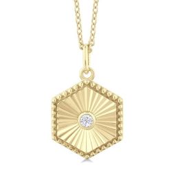 Marigold Sundew Hexagon Shape Fluted Medallion Diamond Pendant