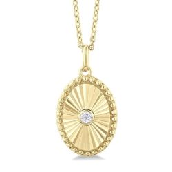 Oval Shape Fluted Medallion Diamond Pendant