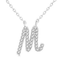 Quince Evadne Script 'M' Initial Diamond Pendant