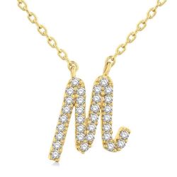 Galatea Thistle Script 'M' Initial Diamond Pendant