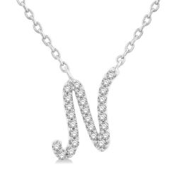 Nova Beryl Script 'N' Initial Diamond Pendant
