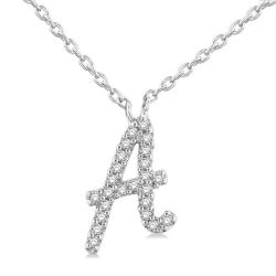 Zaira Oleander Script 'A' Initial Diamond Pendant