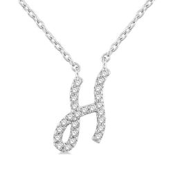 Haven Indigo Script 'H' Initial Diamond Pendant