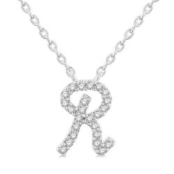 Orion Script 'R' Initial Diamond Pendant