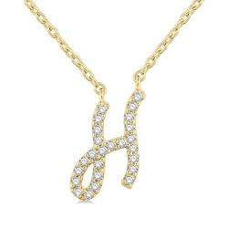 Clover Zofia Script 'H' Initial Diamond Pendant