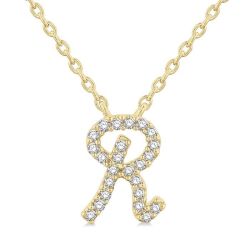 Lysandra Cascade Script 'R' Initial Diamond Pendant