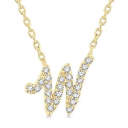 Solstice Ballet Script 'W' Initial Diamond Pendant