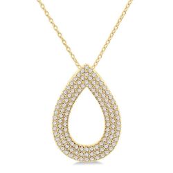 Pear Shape Three Row Diamond Fashion Pendant