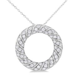 Deneuve Isolde Circle Ribbed Diamond Pendant