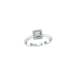 Diamond Princess Shaped Halo Engagement Ring