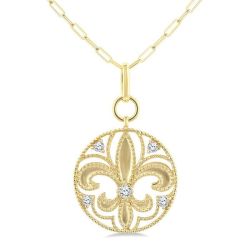 Fleur De Lis Medallion Diamond Fashion Pendant