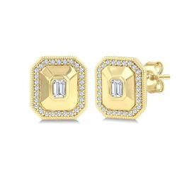 Emerald Shape Art Deco Diamond Fashion Earrings
