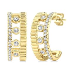 Bezel Layered Diamond Fashion Earrings