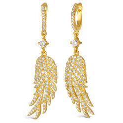 Pave Crystal Feather Earrings