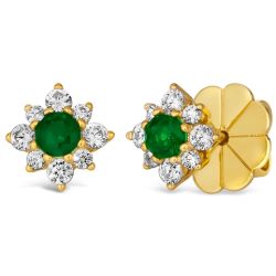Green Crystalline Flower Yellow Earring