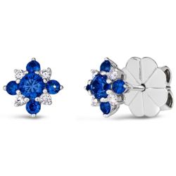 Sapphire Blue Crystalline Flower Earrings