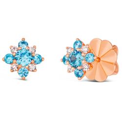Aqua Crystalline Flower Rose Colored Earrings