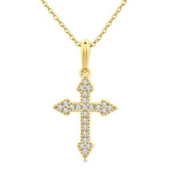 Clover Serenade Cross Petite Diamond Fashion Pendant