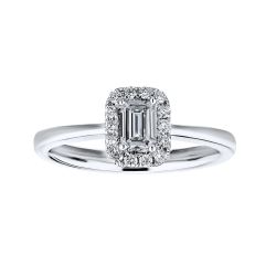 Diamond Emerald Shaped Halo EngagementRing