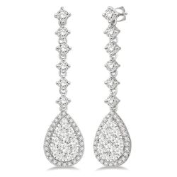 ValValCel 14K White Gold Diamond Halo Earrings