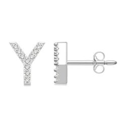 LinAeLux 14K White Gold Diamond Earrings