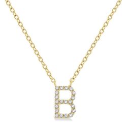 Silhouette Laurel Block 'B' Initial Diamond Pendant