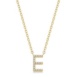 Vellum Selene Block 'E' Initial Diamond Pendant