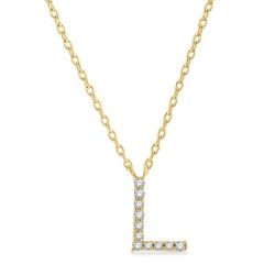 Clover Ulyssa Block 'L' Initial Diamond Pendant