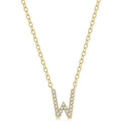 Xenia Starling Block 'W' Initial Diamond Pendant
