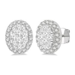 Oval Shape Halo Shine Bright Essential Diamond Earrings