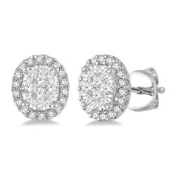 Oval Shape Halo Shine Bright Essential Diamond Earrings