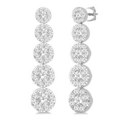 Shine Bright LoCaAe 14K White Gold Diamond Cluster Earrings
