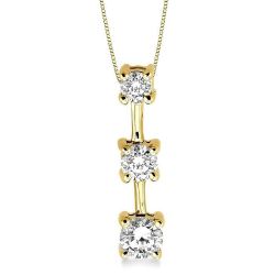 Round Shape Past Present & Future Diamond Pendant