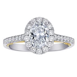 Diamond Oval Shaped Halo Semi Mount Engagement Ring 