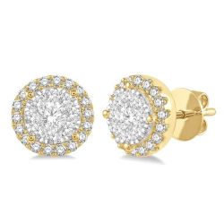 ArCelVal 14K White Gold Diamond Halo Earrings