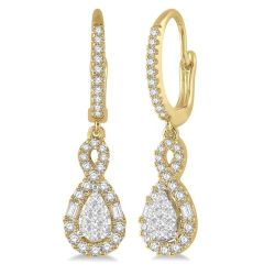 Pear Shape Halo Shine Bright Diamond Earrings