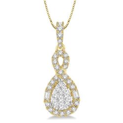 Chantilly Tamarind Pear Shape Halo Shine Bright Diamond Pendant