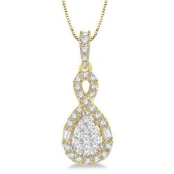 Nerissa Pear Shape Halo Shine Bright Diamond Pendant